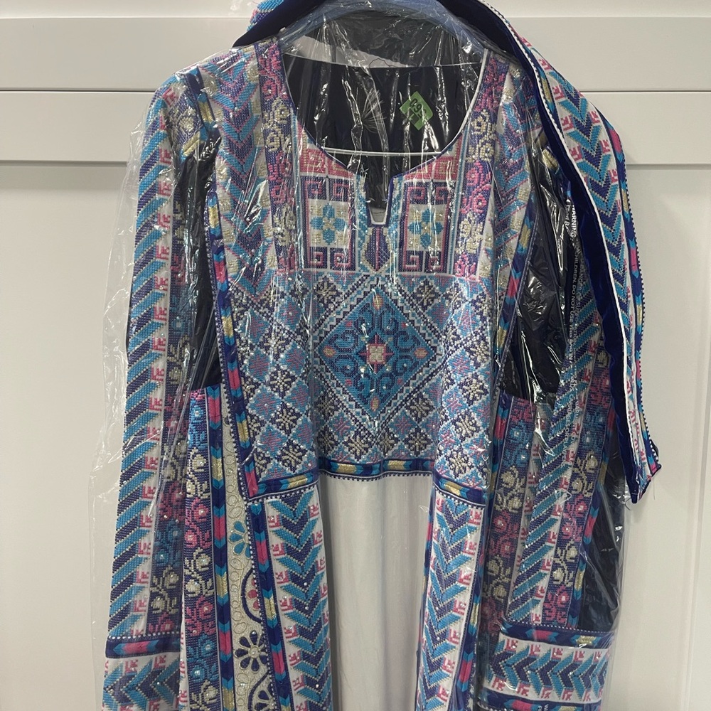 Chic Blue and Pink Maxi Dress